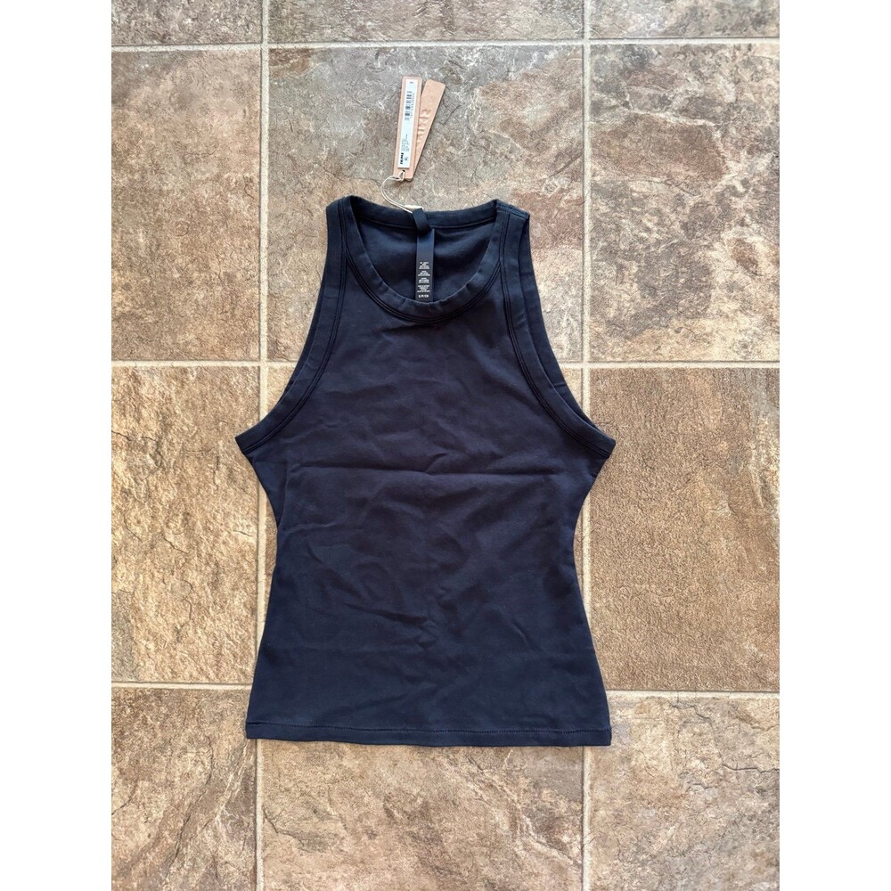Skims Cotton Jersey High Neck Tank Soot Size Small - Picture 3 of 10